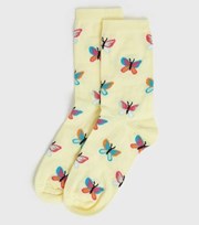 New Look Pale Yellow Butterfly Socks